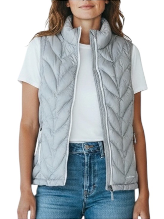 Eddie Bauer Jackets & Blazers - EDDIE BAUER Down Puffer Vest in Light Gray Size Small — EB700 Down Rating — WOW!